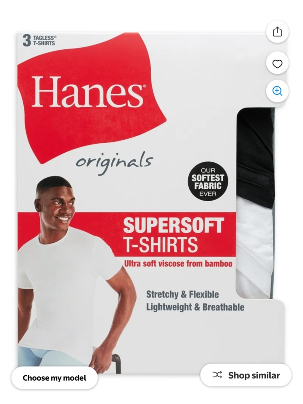 Hanes Supersoft T-Shirts - Black & White (3 Pack)